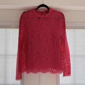 J. Crew lace pink blouse. Size 14. New with Tags.